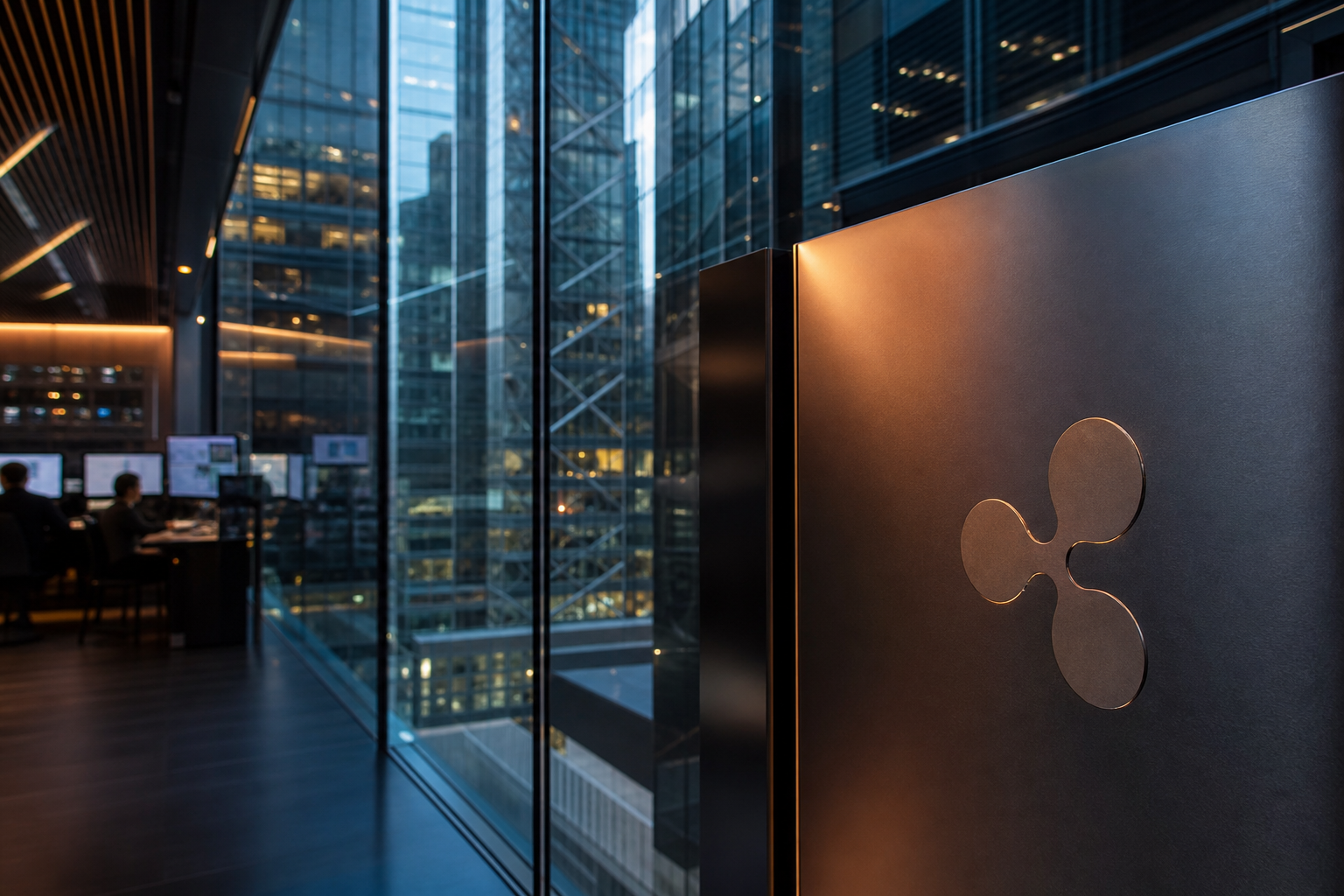 Realistisch redactioneel AI-beeld bij Ripple-nieuws: Ripple Prime krijgt kredietruimte van 200 miljoen dollar
