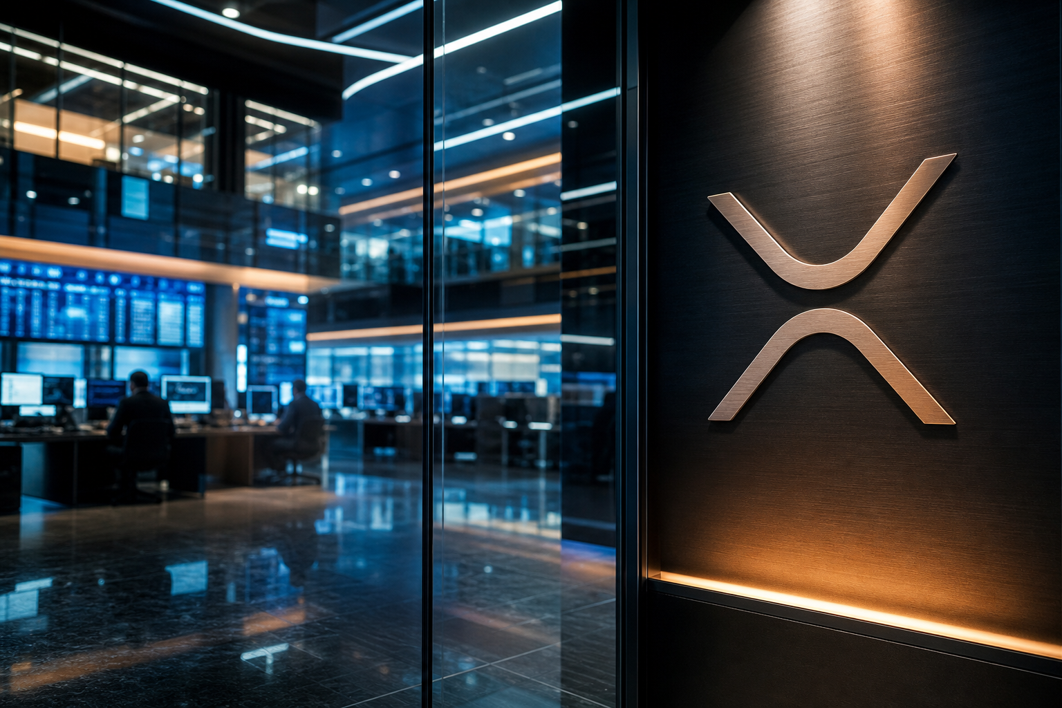 Realistisch redactioneel AI-beeld bij Ripple-nieuws: Amerikaans fonds zet Ripple bovenaan in cryptobeleggingen