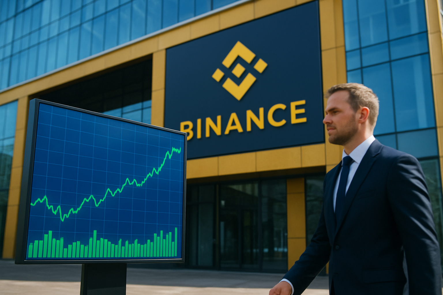 Realistisch redactioneel AI-beeld bij XRP-nieuws: Binance spotvolume steeg in augustus naar hoogste niveau sinds januari