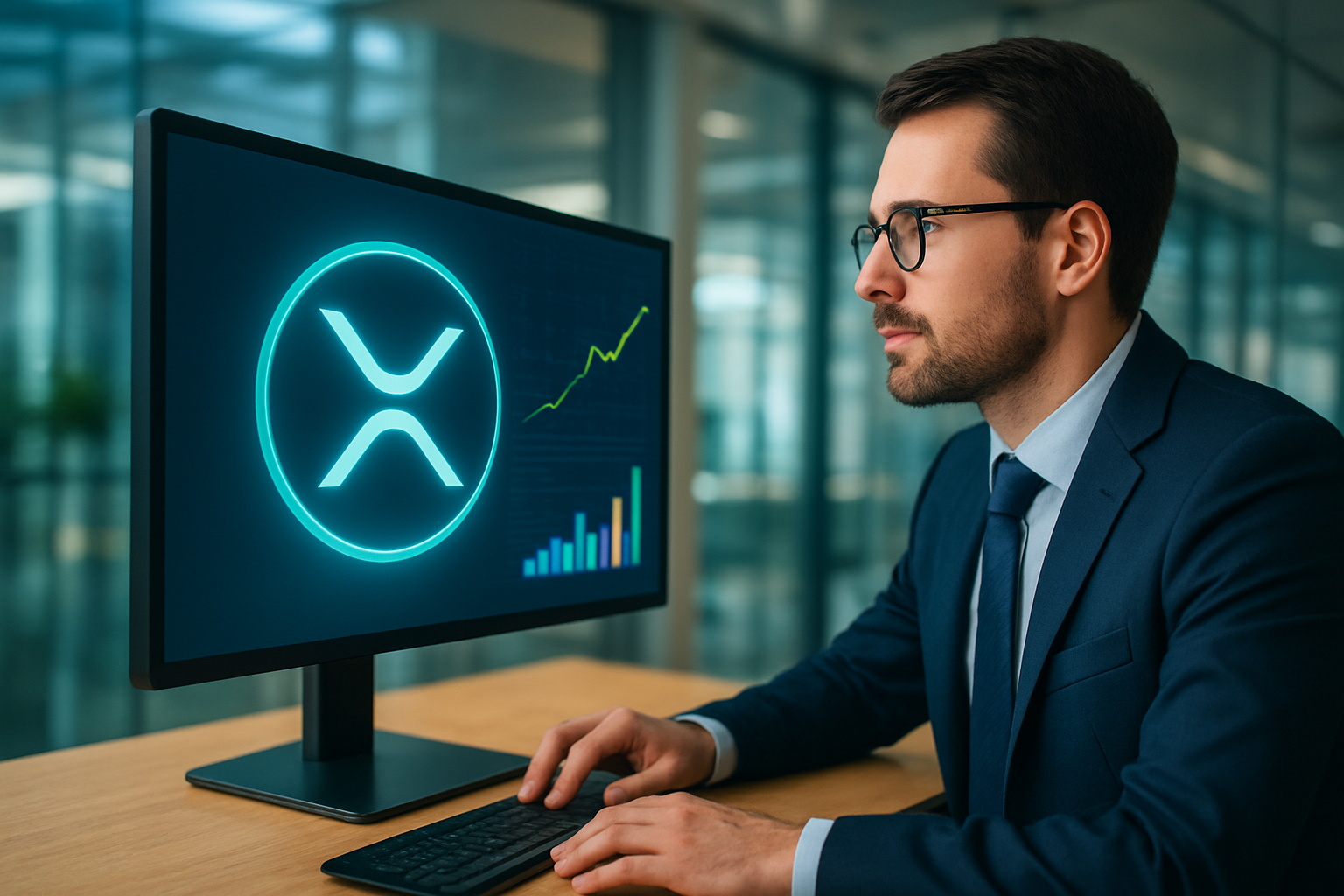 Realistisch redactioneel AI-beeld bij XRP Ledger-nieuws: Coinbase-XRP-saldo lijkt fors hoger door nieuwe labelgegevens