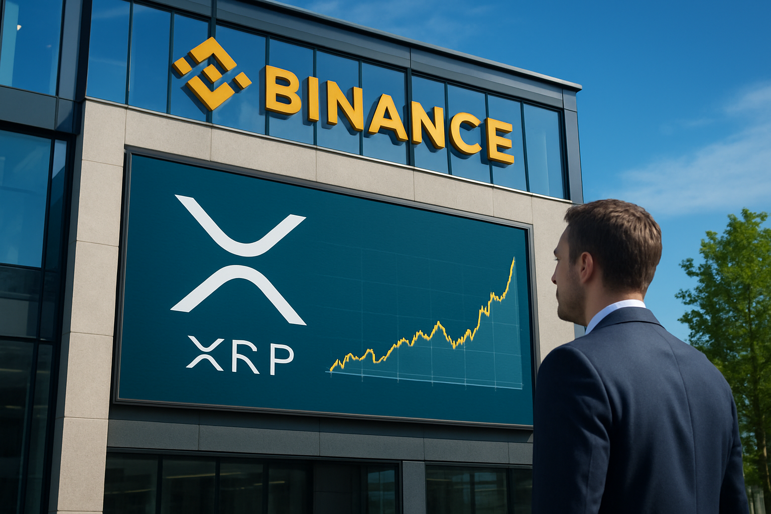 Realistisch redactioneel AI-beeld bij XRP-nieuws: CoinNess: Binance’ 30-daagse XRP-liquidityindex bereikt hoogste niveau in zes maanden