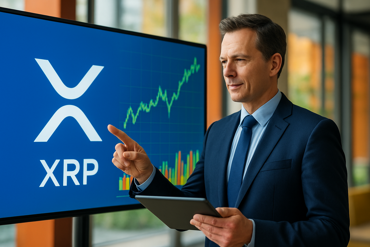 Realistisch redactioneel AI-beeld bij XRP-nieuws: Franklin Templeton bevestigt XRPZ als eigen XRP ETF