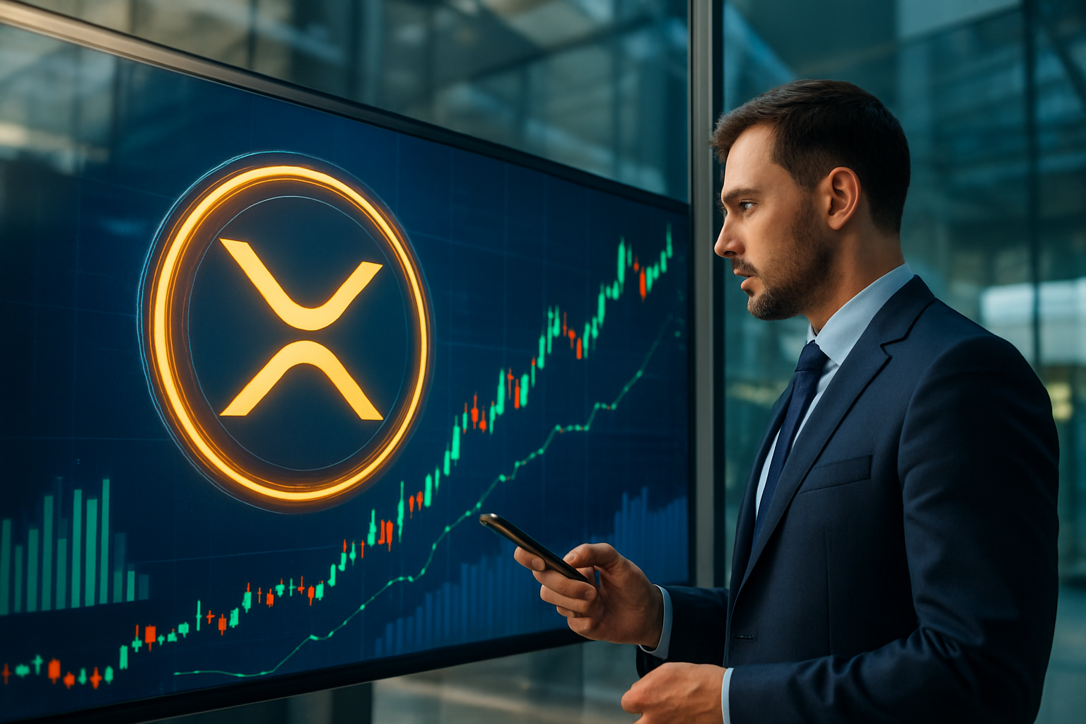 Realistisch redactioneel AI-beeld bij XRP-nieuws: Richtlijn voor top 10% XRP-wallets zakt naar circa 2.120 XRP volgens twee bronnen