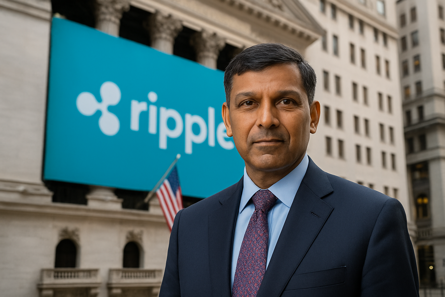 Realistisch redactioneel AI-beeld bij Ripple-nieuws: Ripple combineert Swell en XRPL Apex bij event in New York