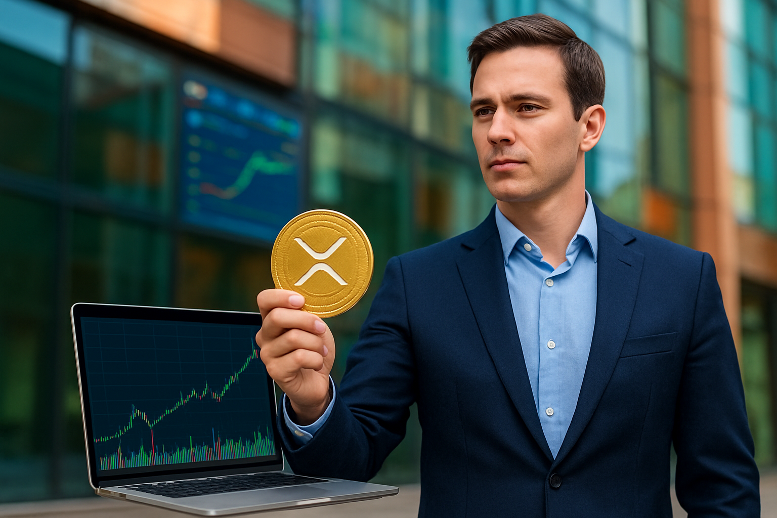 Realistisch redactioneel AI-beeld bij XRP-nieuws: XRP boven $1,60 terwijl nieuwe wallets en grote transacties toenemen