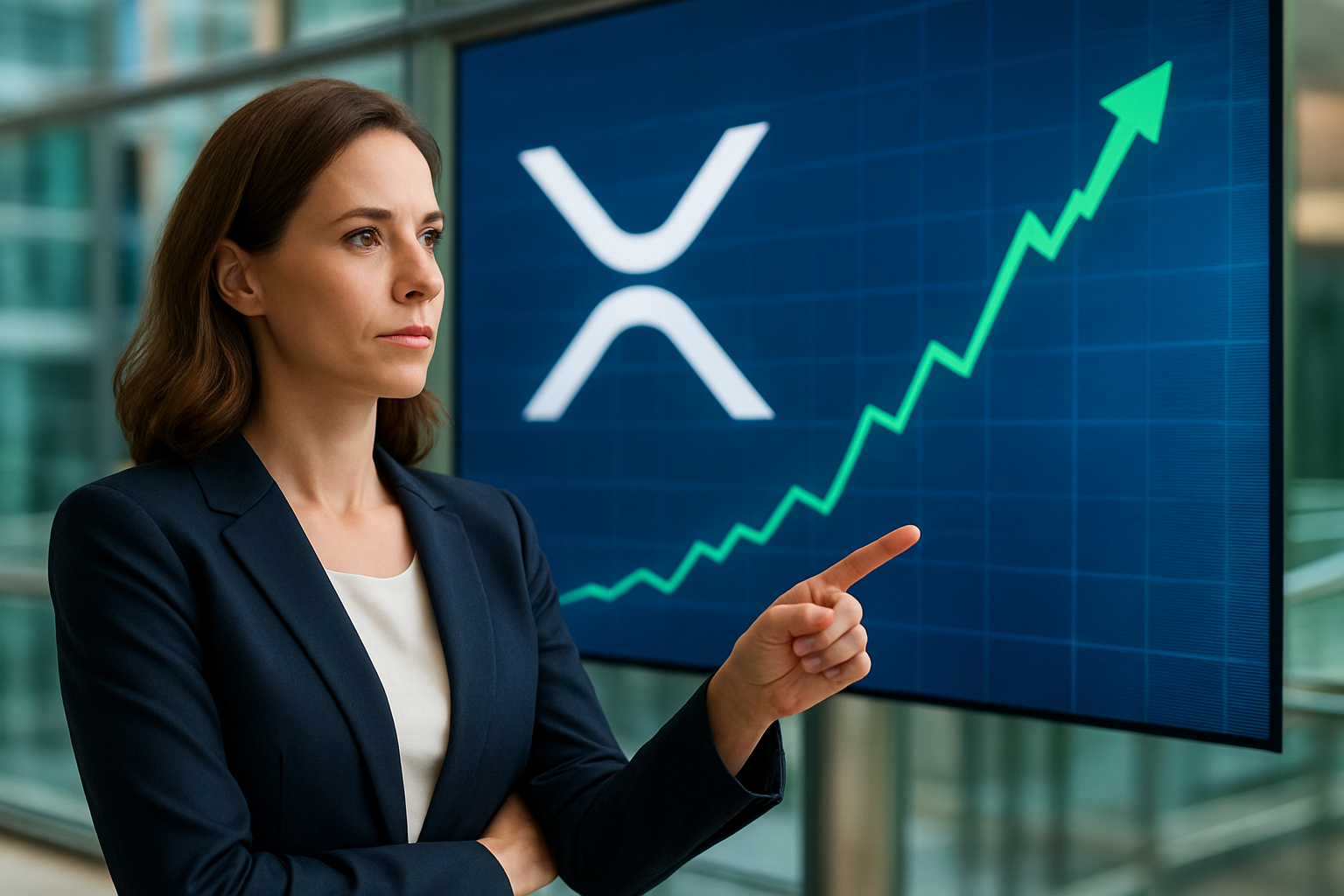 Realistisch redactioneel AI-beeld bij XRP-nieuws: XRP breekt boven $1,45 uit en leidt majors op 3 september rond $1,36