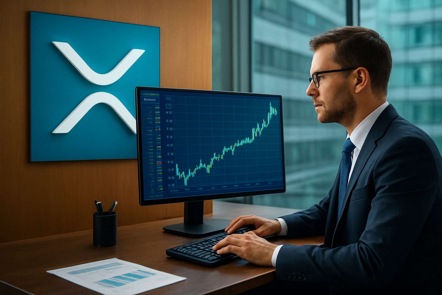 Realistisch redactioneel AI-beeld bij XRP-nieuws: XRP Ledger activeert XLS-81 Permissioned DEX-amendment