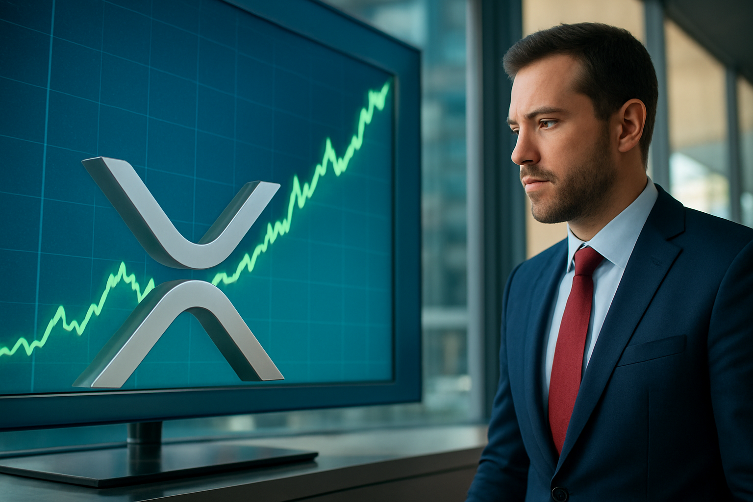 Realistisch redactioneel AI-beeld bij XRP-nieuws: XRP ligt op koers voor sterkste september sinds 2022