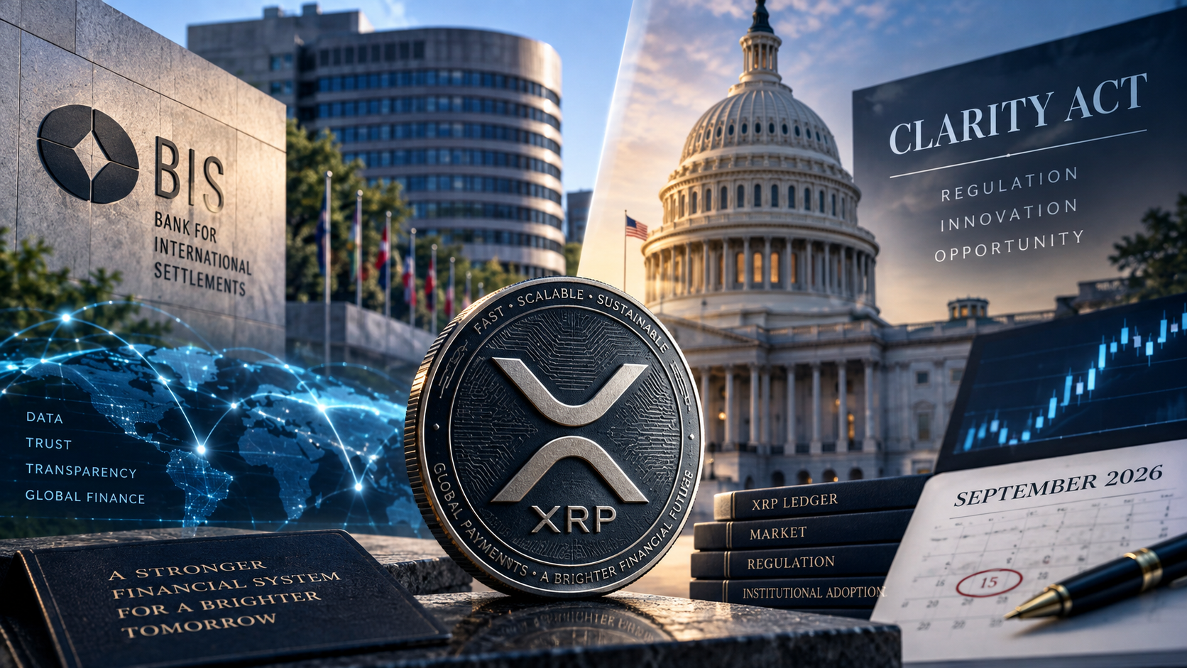 XRP in september 2026 met BIS, CLARITY Act en de cryptomarkt