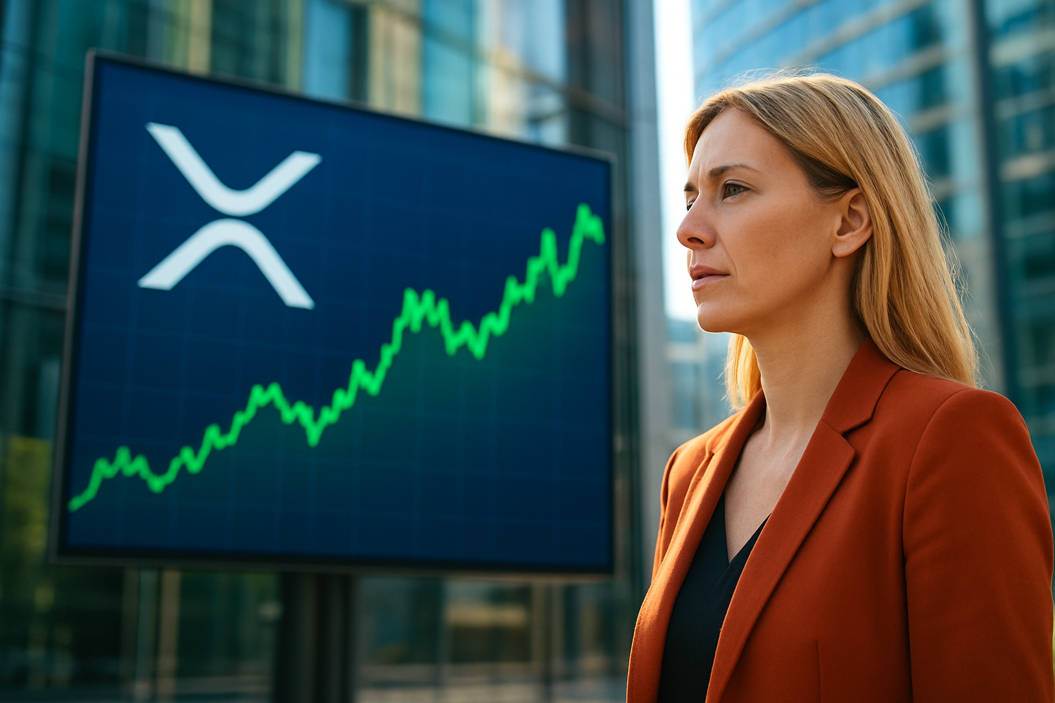 Realistisch redactioneel AI-beeld bij XRP-nieuws: XRP zakt richting $1,50, maar houdt weekwinst vast