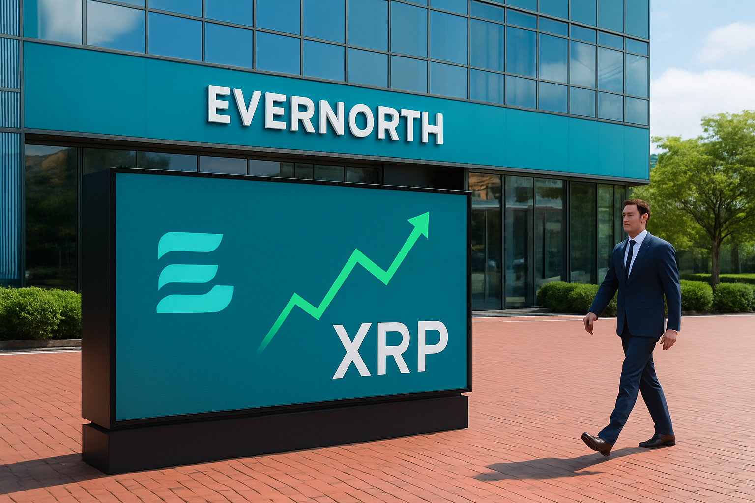Realistisch redactioneel AI-beeld bij XRP-nieuws: Evernorth stap dichter bij Nasdaq-notering met grote XRP-voorraad