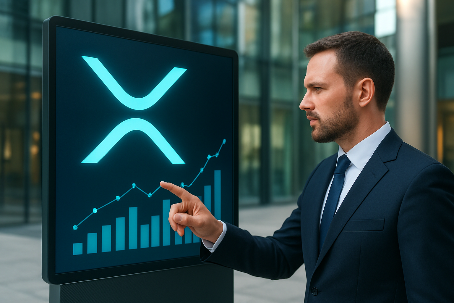 Realistisch redactioneel AI-beeld bij XRP Ledger-nieuws: Franklin Templeton zet $150 miljoen extra op XRP Ledger