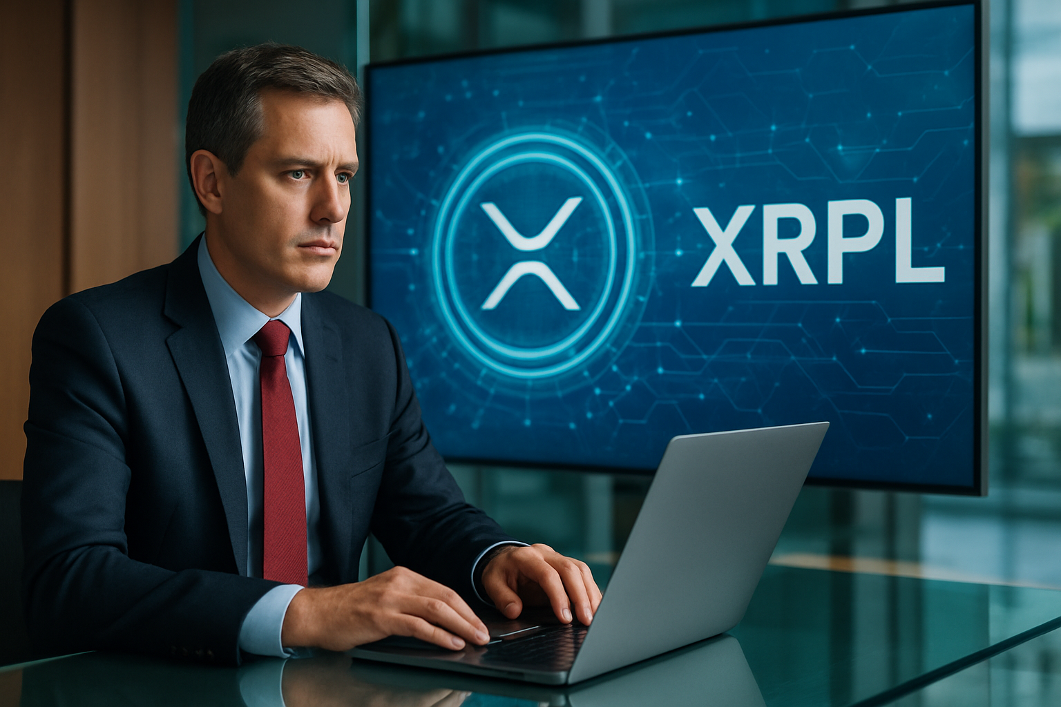 Realistisch redactioneel AI-beeld bij XRP Ledger-nieuws: Oude fout in XRP Ledger kon vaste XRP-limiet bedreigen