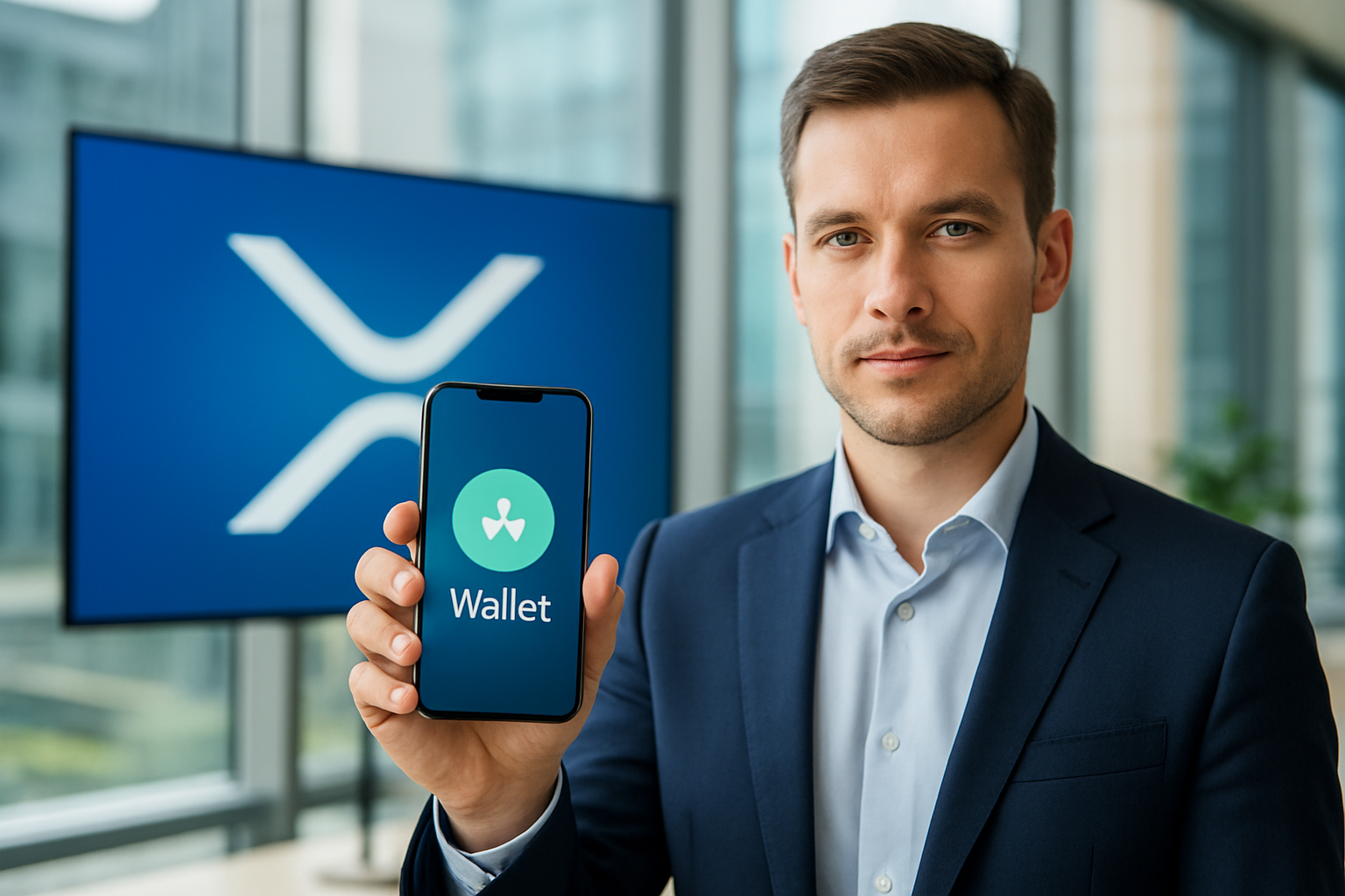 Realistisch redactioneel AI-beeld bij Ripple-nieuws: Privy zegt samen te werken met Ripple om wallets naar de XRP Ledger te brengen