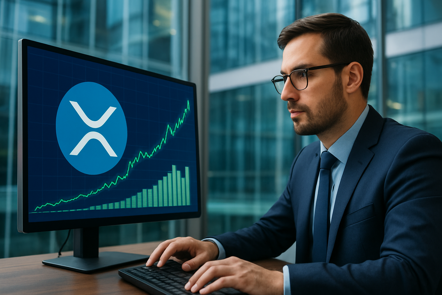 Realistisch redactioneel AI-beeld bij XRP Ledger-nieuws: Santiment meldt record van 8,24 miljoen non-empty wallets op XRP Ledger