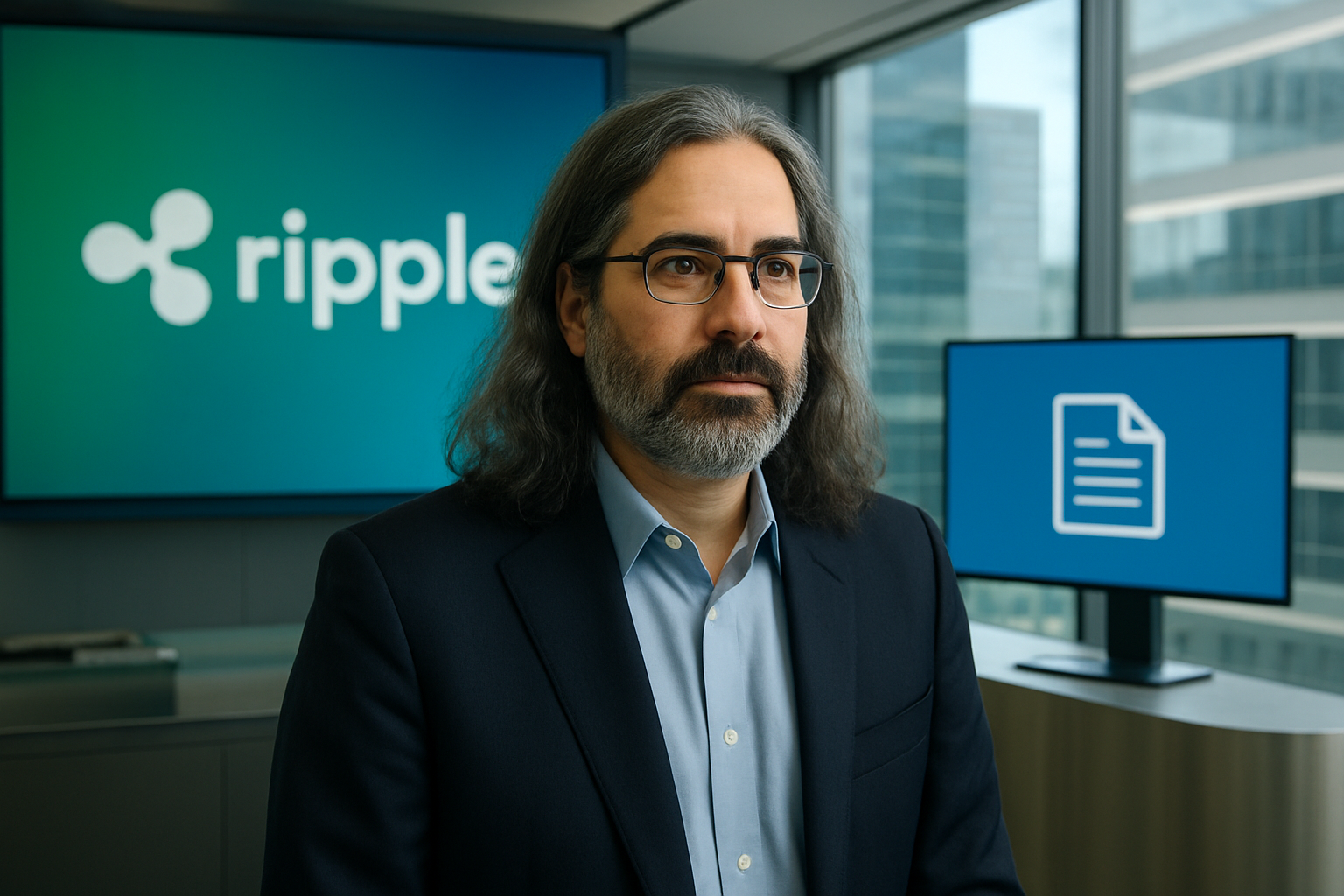 Realistisch redactioneel AI-beeld bij Ripple-nieuws: Schwartz: SEC-zaak maakte het Ripple moeilijker om banken en andere klanten aan te trekken
