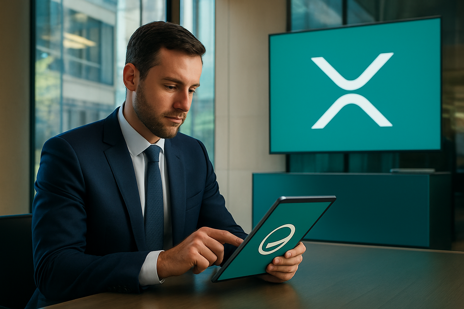 Realistisch redactioneel AI-beeld bij nieuws over RLUSD: Standard Chartered biedt bewaring voor Ripple-stablecoin RLUSD