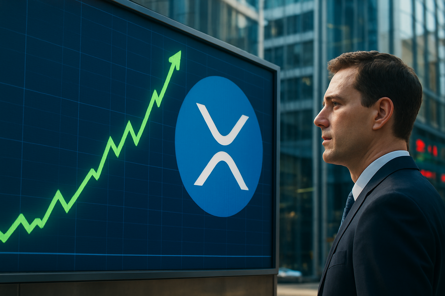 Realistisch redactioneel AI-beeld bij XRP-nieuws: XRP-gerelateerde SPAC stijgt hard voor Evernorth-fusie